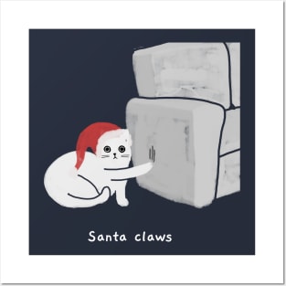 Santa claws (white caption) Posters and Art